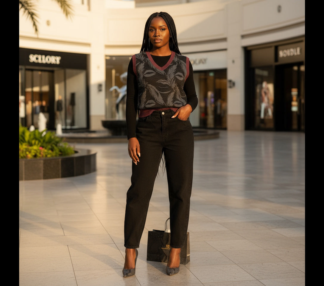 Whispering Burgundy Knit V-neck vest