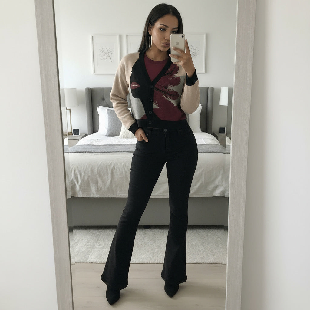 Burgundy Lips Knitted cardigan