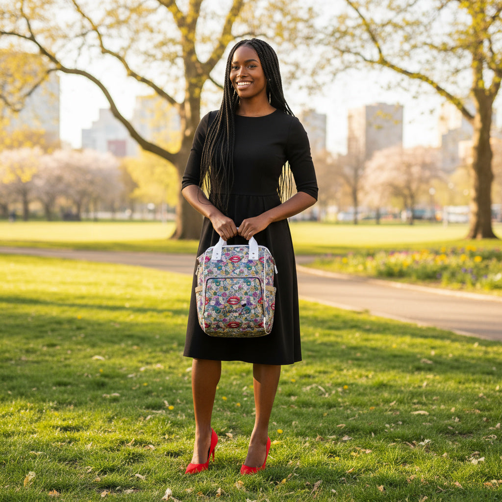 Flowers&Lips Diaper Backpack