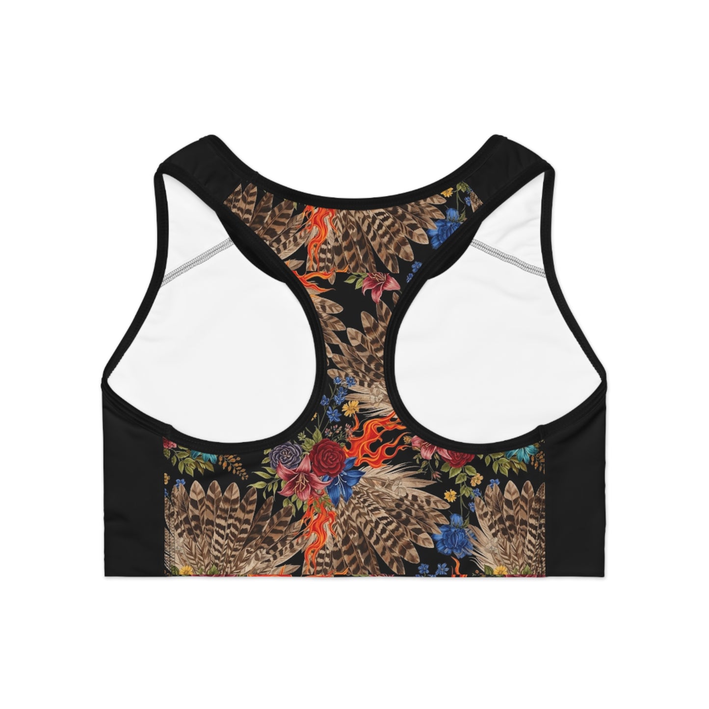 flames, feathers, lips Sports Bra