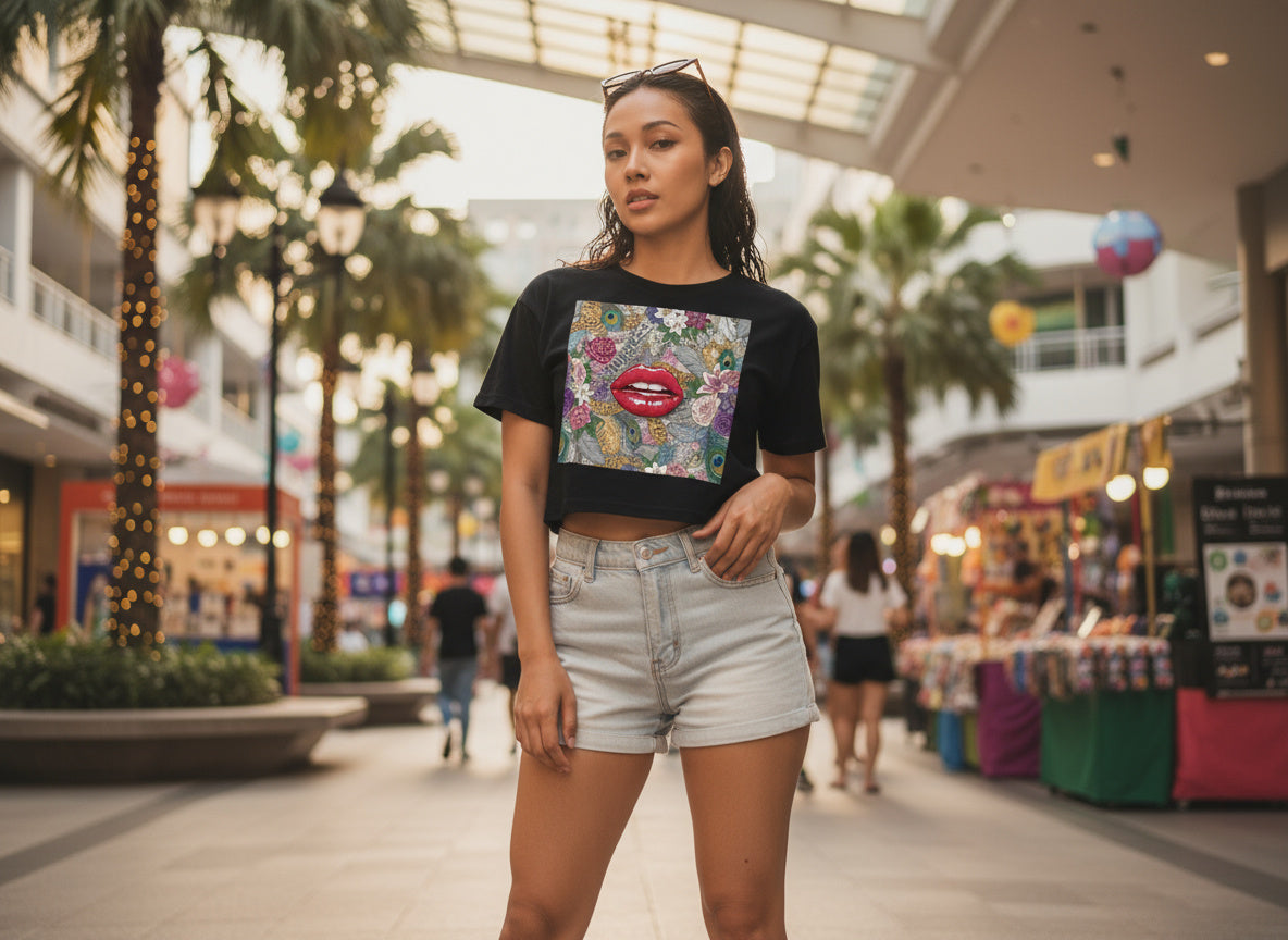 Flowers&Lips Women’s crop top