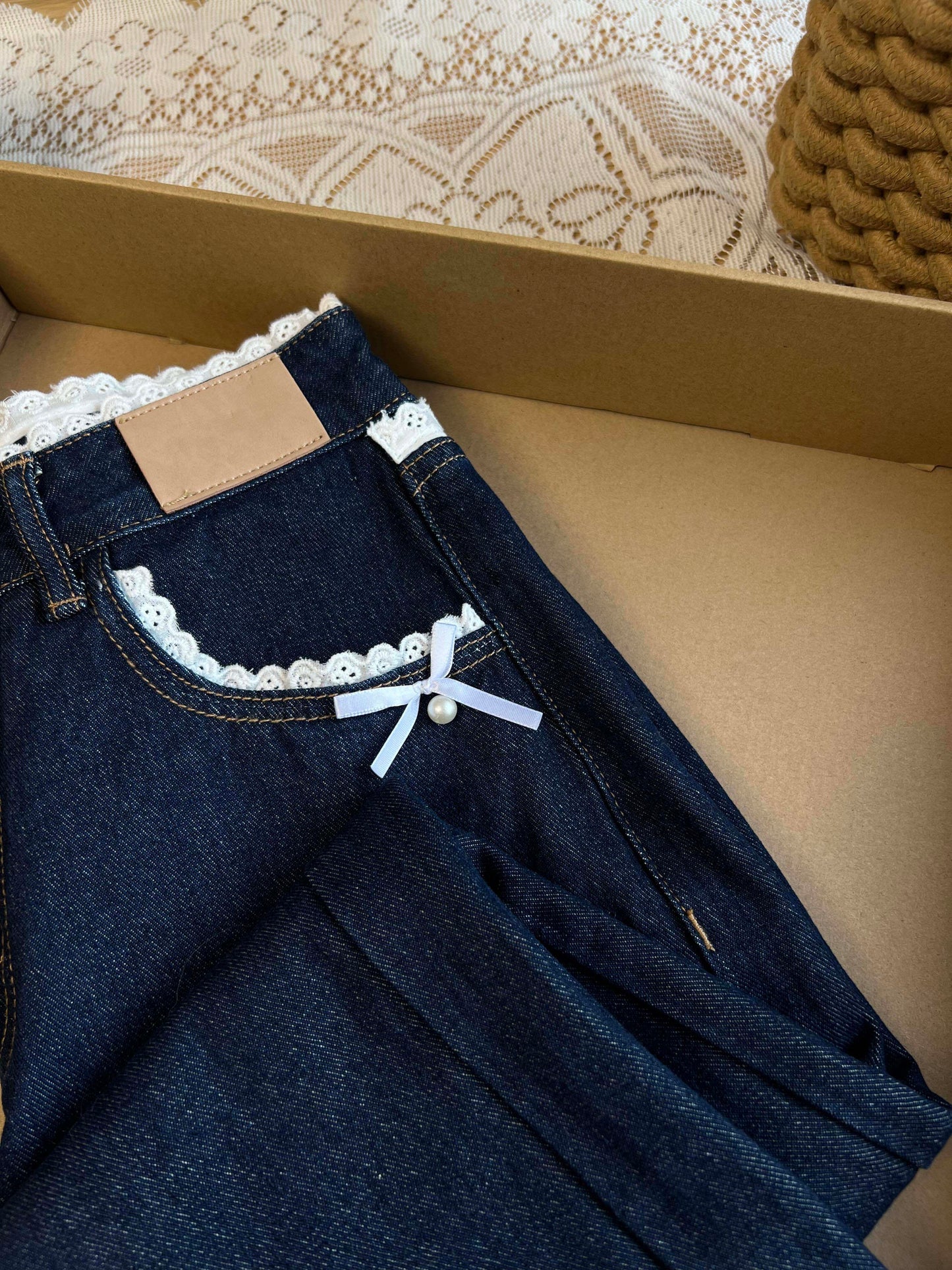 Waist with lace Boyfriend Jeans