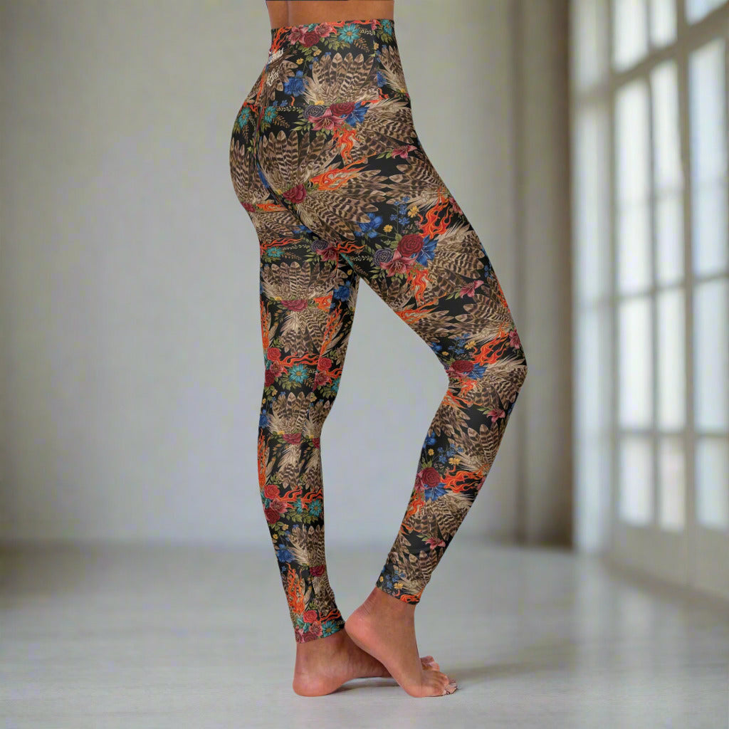 Flames, Feathers, Lips High Waisted Leggings