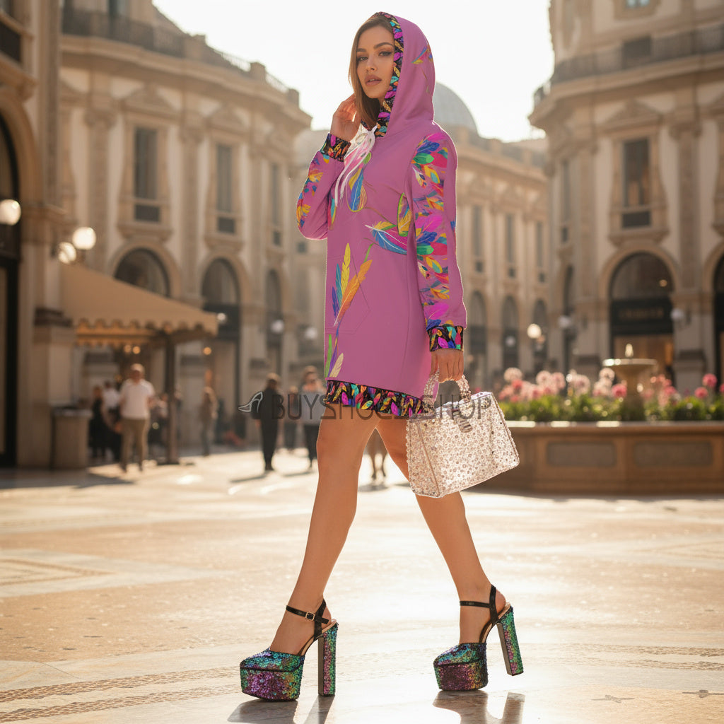 Rainbow Silhouette Hoodie Dress