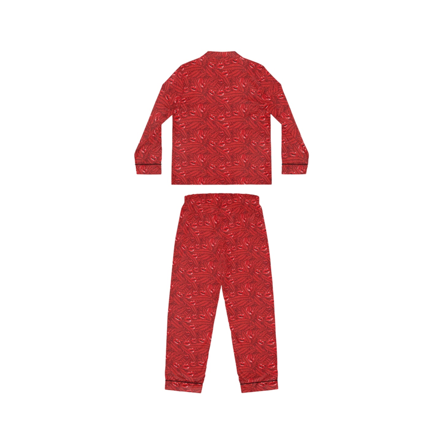 Red Kisses Satin Women's Pajama Set