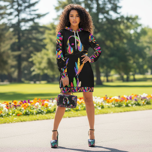 Black Rainbow Hoodie Dress