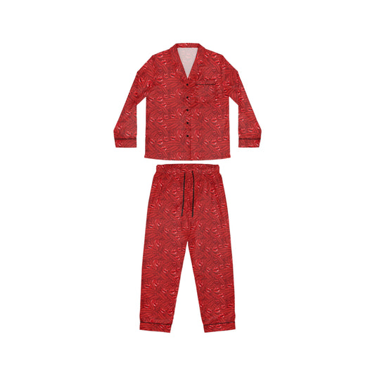 Red Kisses Satin Women's Pajama Set