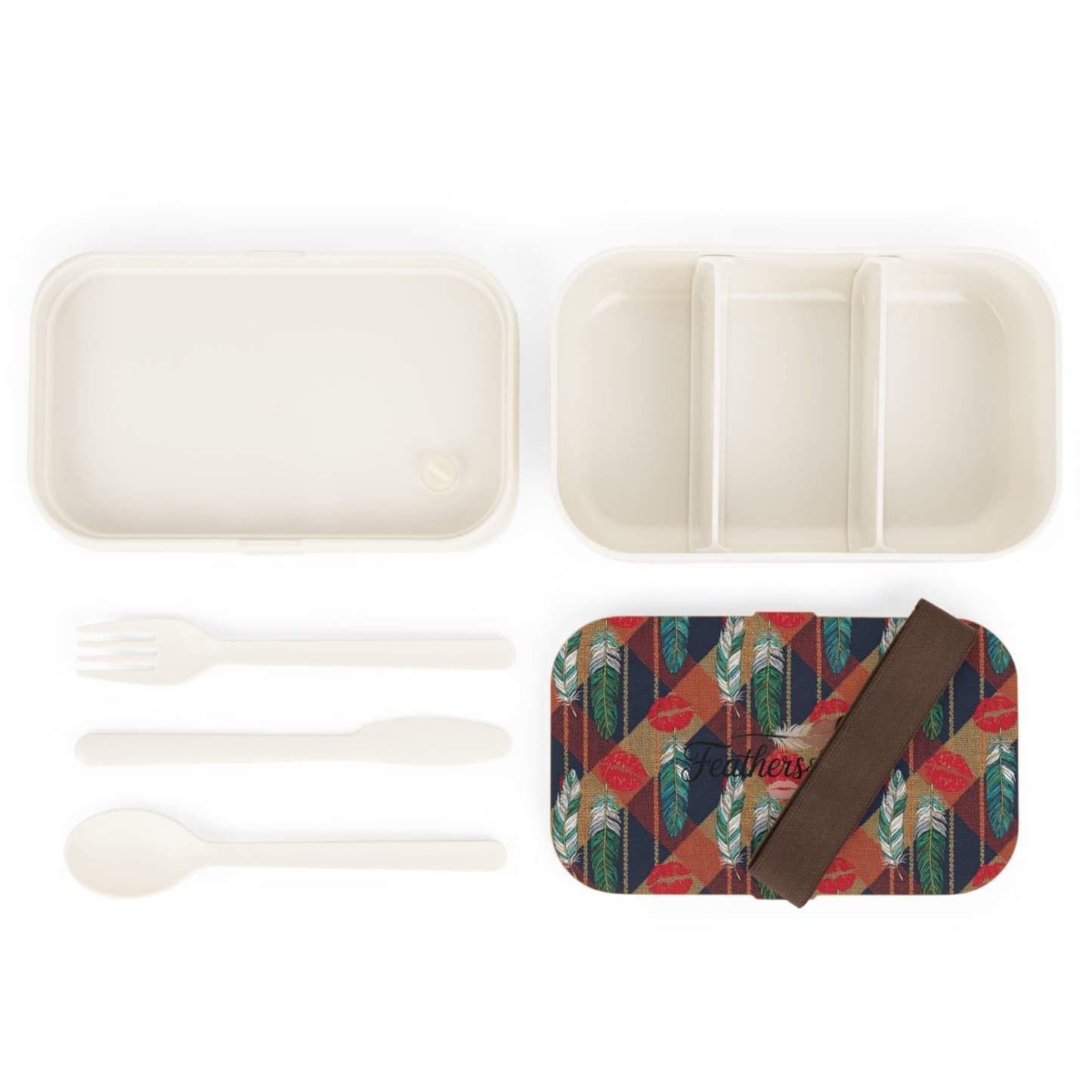 Bento Box — Feather & Lip Print Patterned Lunch Box