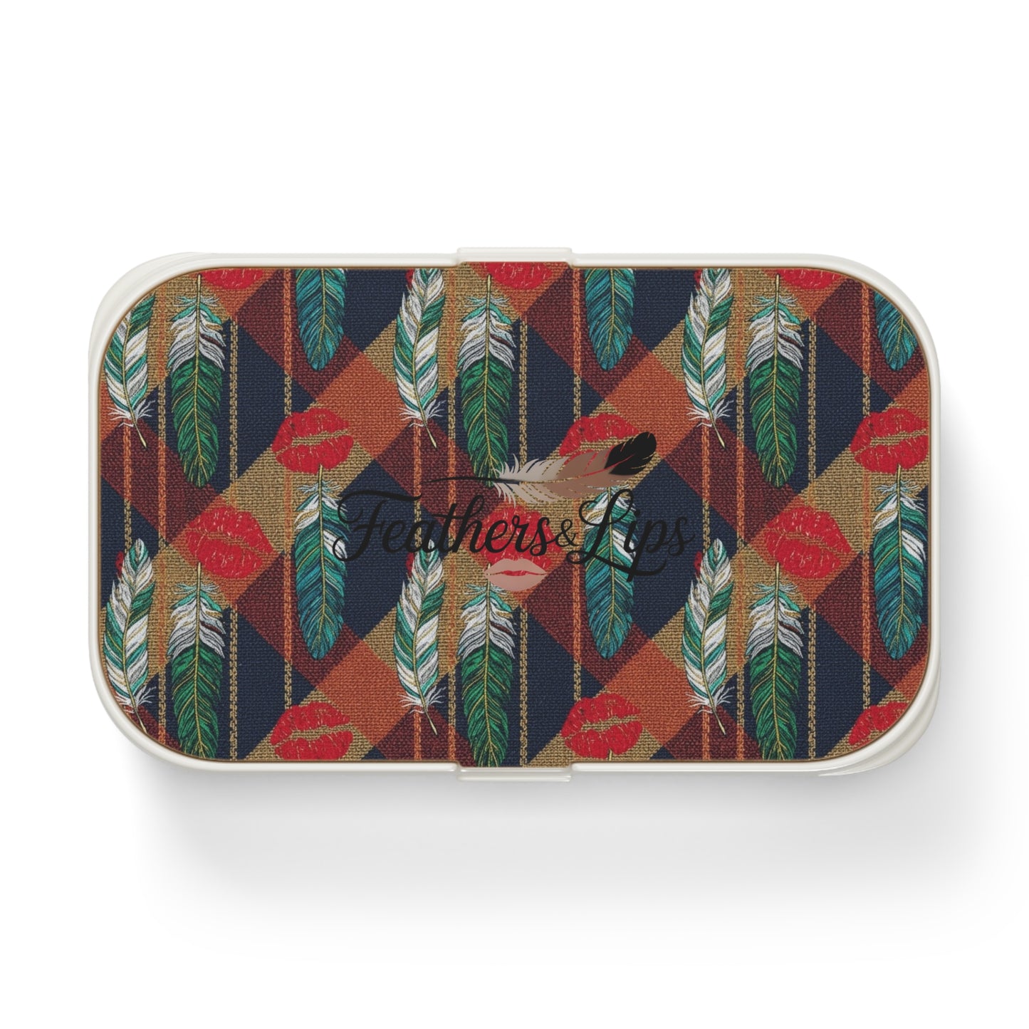 Bento Box — Feather & Lip Print Patterned Lunch Box