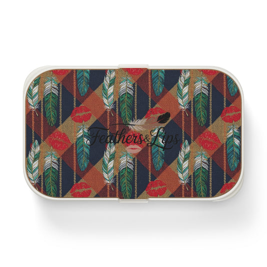 Bento Box — Feather & Lip Print Patterned Lunch Box