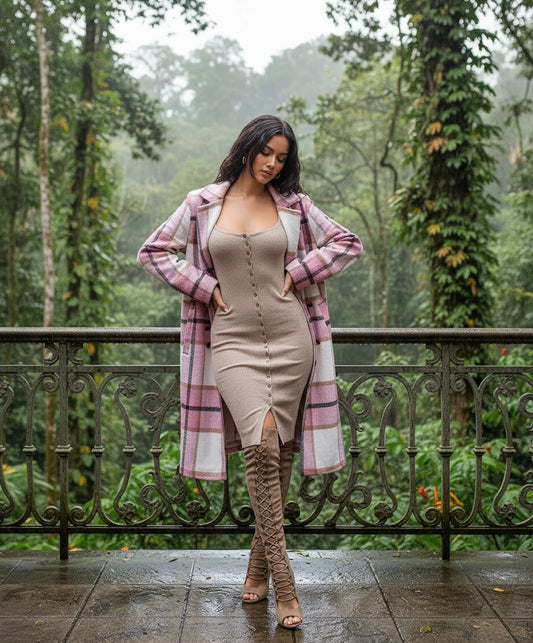 Beauty & Plaid Button Up Coat