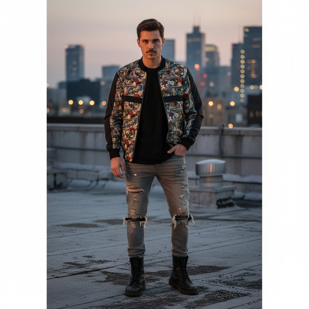 Flowers, Guns, & Feathers Men's Bomber Jacket