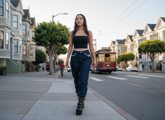 Waist with lace Boyfriend Jeans